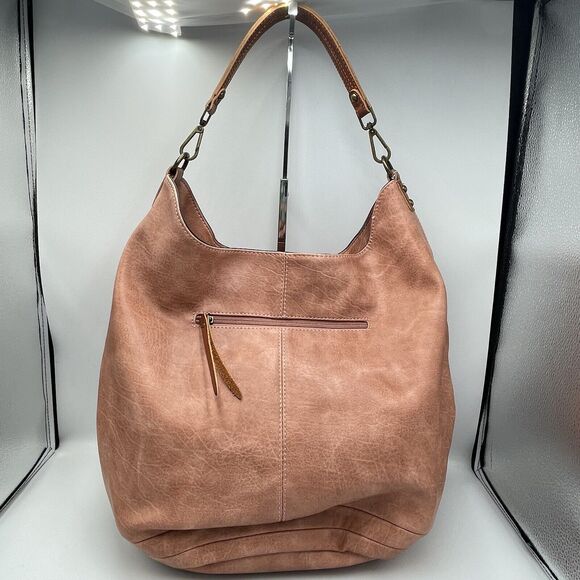 Chillx by Lemiel Antique Rose Pink Large Hobo Bag Shoulder Purse Vegan Leather - Picture 2 of 9